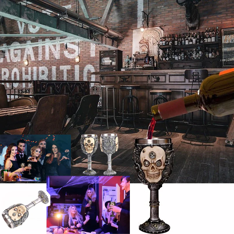 skull metal glass