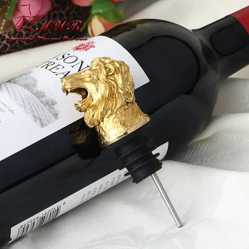metal lion shape wine pourer
