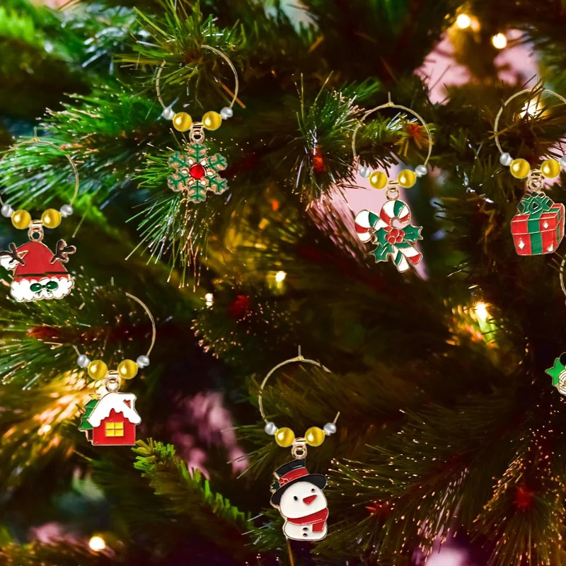 Metal Christmas Wine Glass Charms decoration