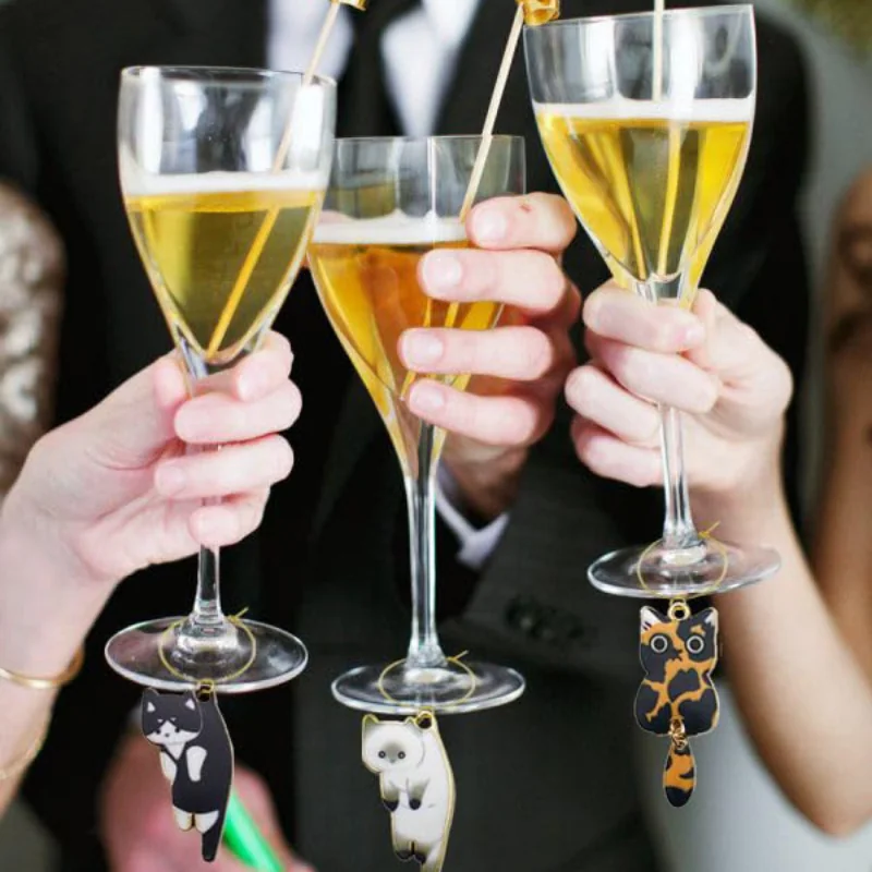 Metal Christmas Wine Glass Charms with bag