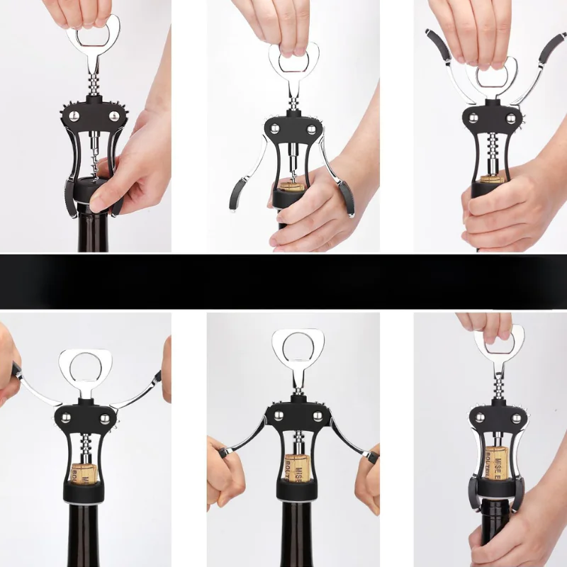 Zinc Alloy Premium Wing Corkscrew Wine Bottle Opener function