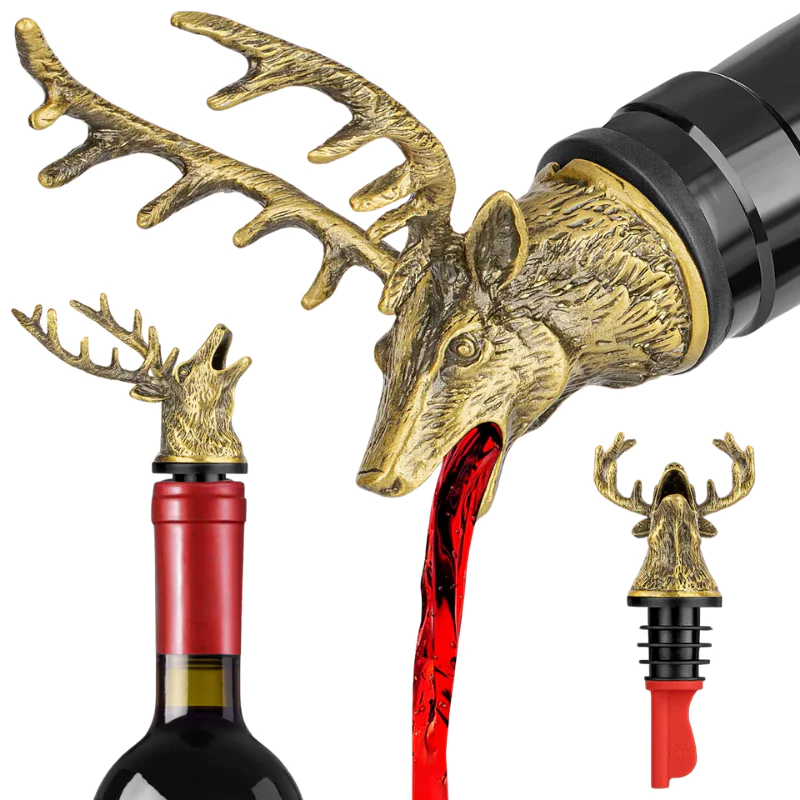 Metal gold Deer Head Wine Pourer Stopper