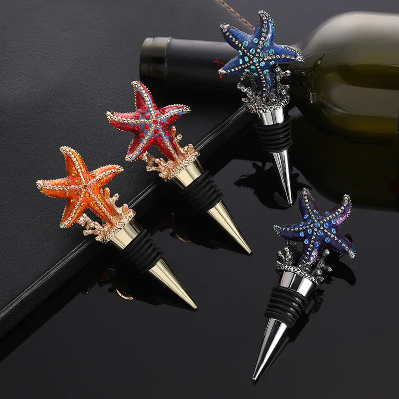 Wholesale Customized Starfish Metal Wine Stopper Enamel Colors