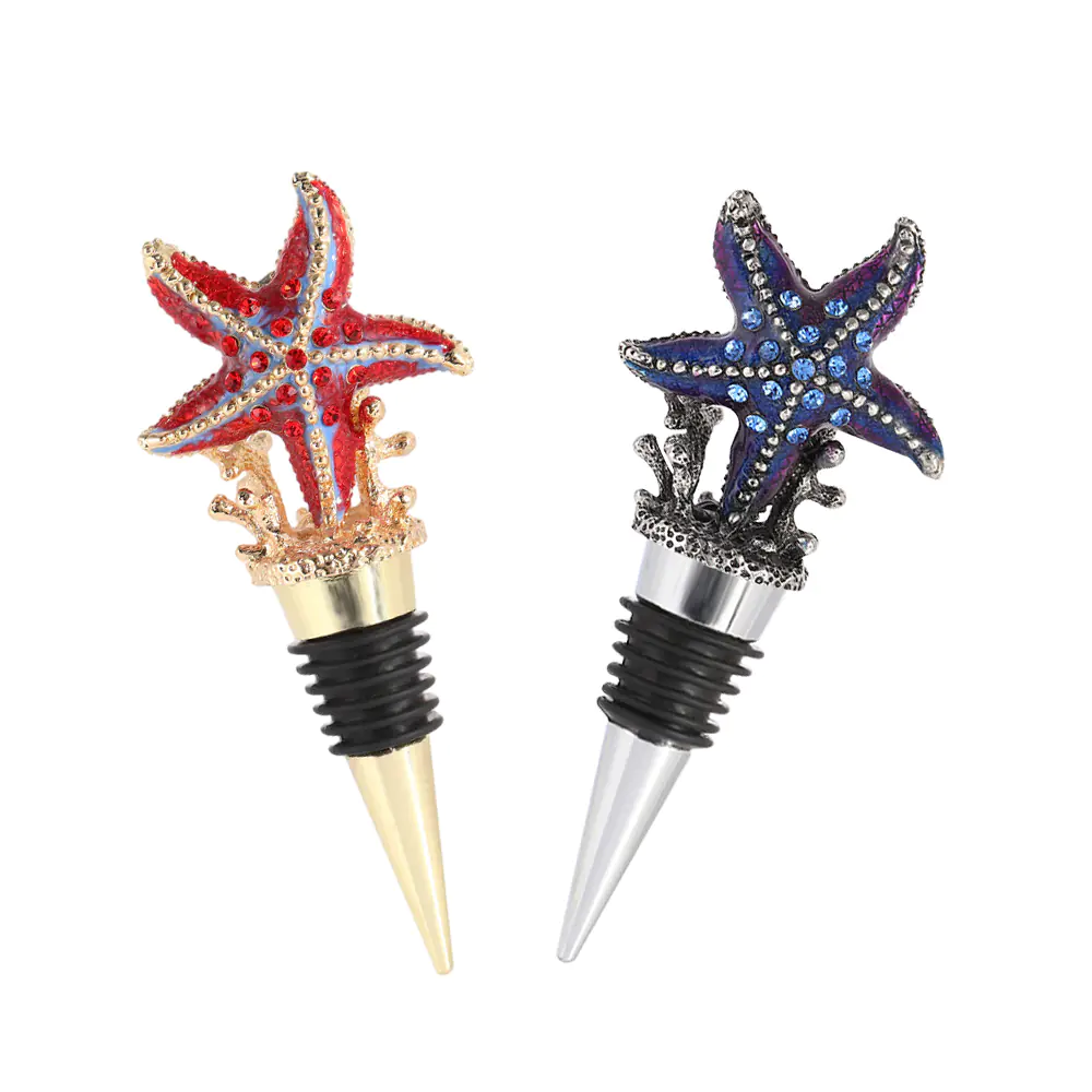 Customized Starfish Metal Wine Stopper Enamel Colors