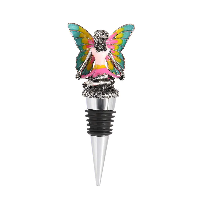 Angel Butterfly Girl Metal Wine Stopper Colors