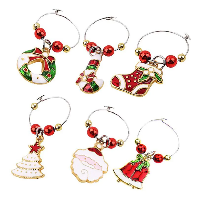 metal christmass wine charms
