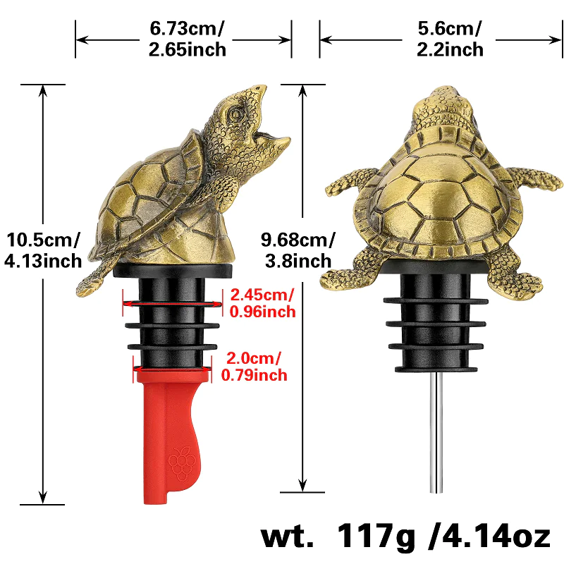 Wholesale Metal Turtle Wine Pourer with size